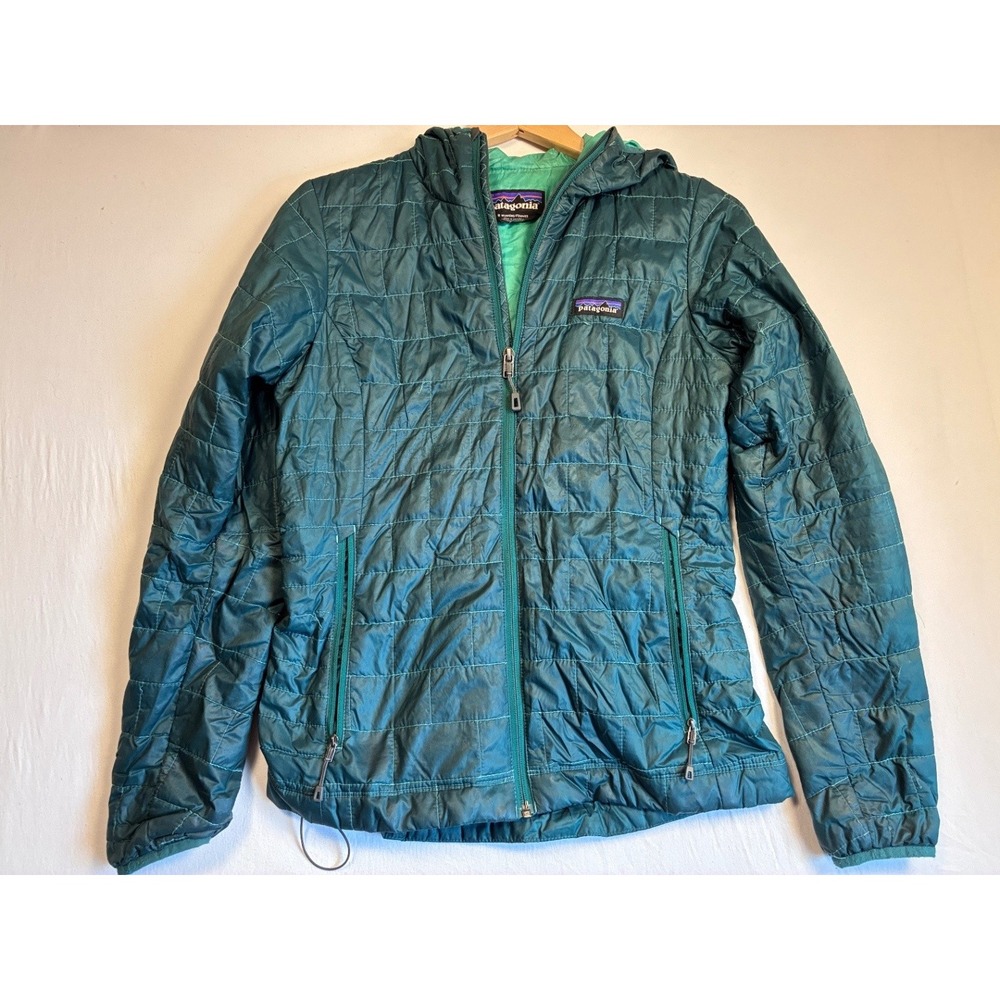 Patagonia Womens Nano Puff Hoody Jacket Small Teal Quilted Insulated Puffer